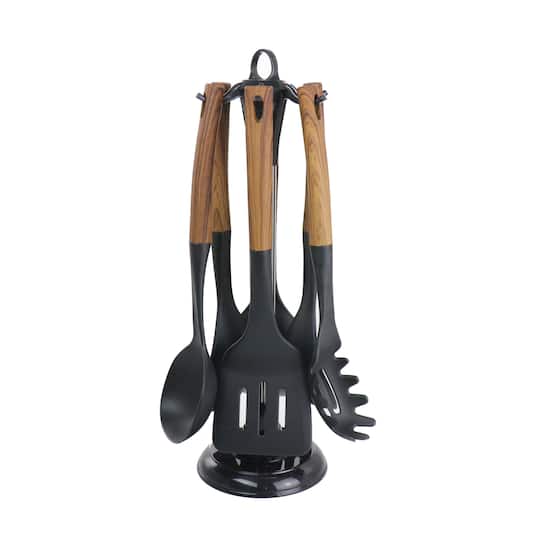 MegaChef Black Nylon & Wood Cooking Utensils Set, 7ct. | Michaels®